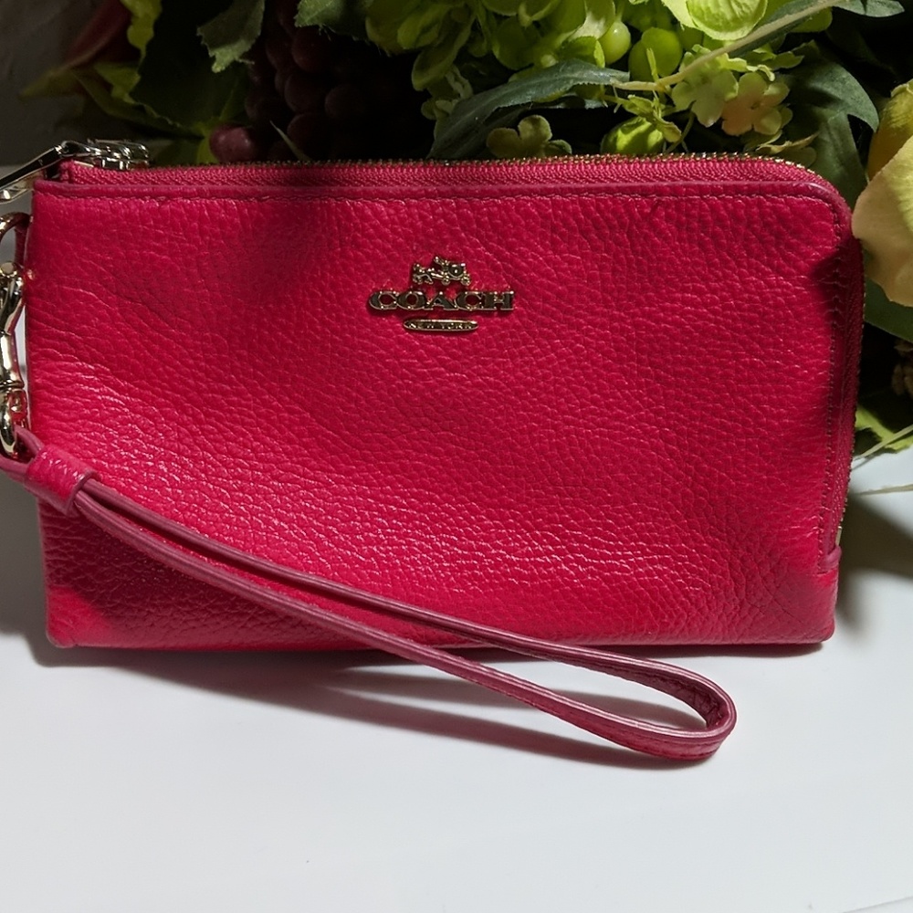 Coach Pink leather wristlet